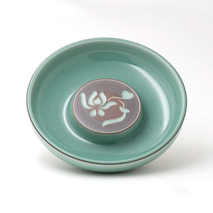 Tea Tray Celadon Porcelain With Incised Lotus Design