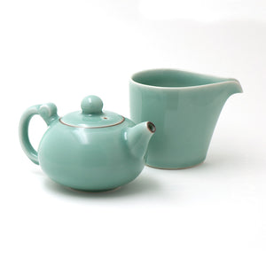 Teapot And Server Celadon Porcelain In Translucent Smoky Blue From Longquan