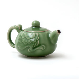 Teapot Longquan Celadon Porcelain With Auspicious Cloud Design In Bas Relief