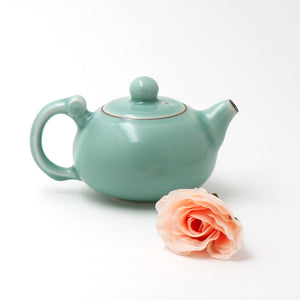 Celadon Porcelain Teapot From Longquan In Translucent Smoky Blue Glaze