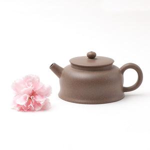 Authentic Duan Ni Clay Teapot From Yixing In Crushed Greyed Granite With Eclectic Flared Foot