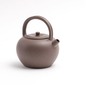 Teapot Yixing Greyed-Flax Duan Ni Clay With Unique Basket Handle Design