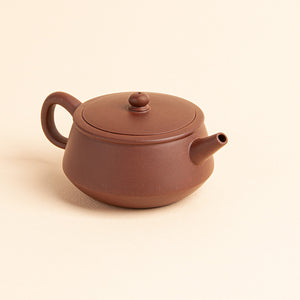 Teapot Authentic Yixing Purple Clay In Rich Burnt Umber Brown Clean Iconic Design